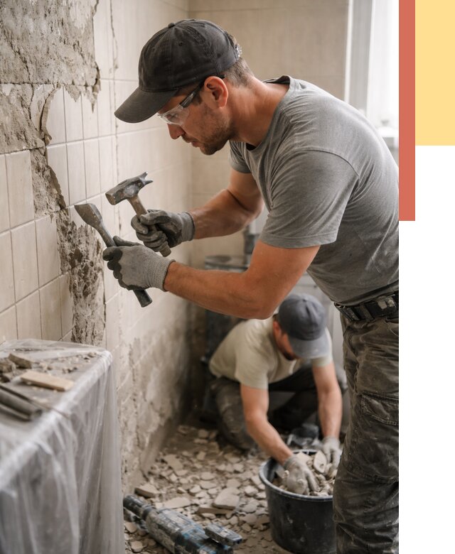 Демонтаж плитки со стен в Кстово от 866 руб. — быстро и недорого | ОТДЕЛОЧНИК-Ксв