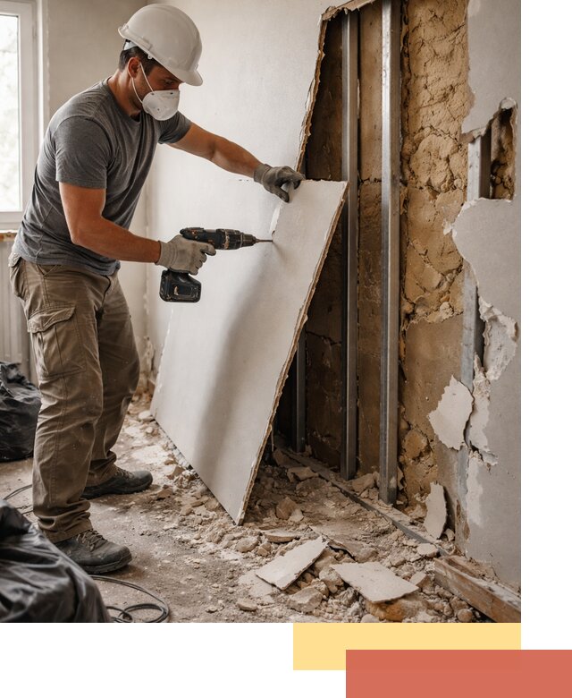 Демонтаж гипсокартона со стен в Кстово качественно и быстро