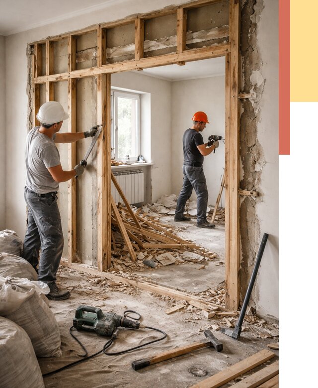 Демонтаж деревянных перегородок в Кстово от 3259 руб. — быстро и недорого | ОТДЕЛОЧНИК-Ксв