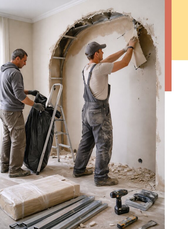 Демонтаж арки из гипсокартона в Кстово от 3564 руб. — услуги под ключ | ОТДЕЛОЧНИК-Ксв