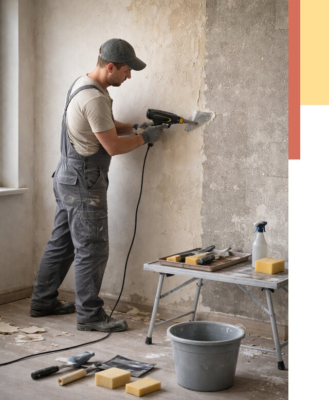 Очистка стен от клея в Кстово от 1884 руб. — снятие и удаление клея со стен | ОТДЕЛОЧНИК-Ксв