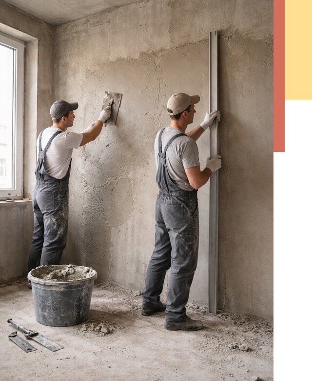 Штукатурка бетонных стен в Кстово от 4583 руб/м² — качественно и быстро | ОТДЕЛОЧНИК-Ксв