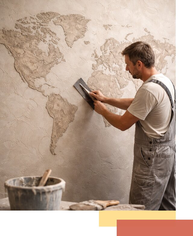 Декоративная штукатурка «Карта мира» под ключ в Кстово