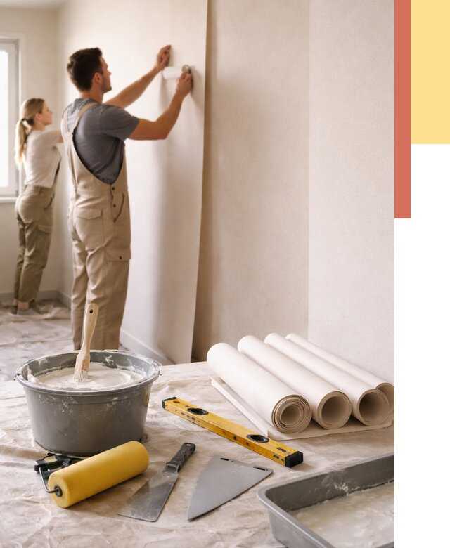 Поклейка бумажных обоев в Кстово от 5601 руб./м2 — быстро и недорого | ОТДЕЛОЧНИК-Ксв