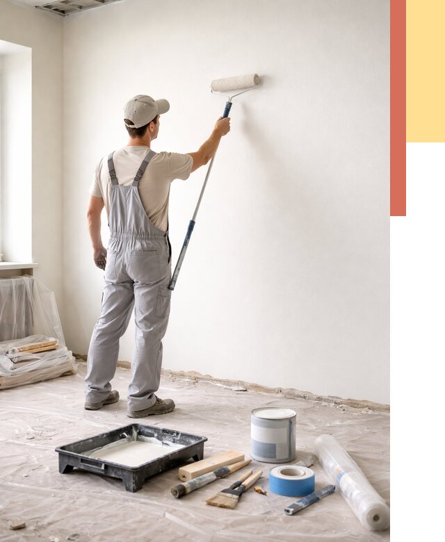 Покраска стен водоэмульсионной краской в Кстово от 458 руб. за м² | ОТДЕЛОЧНИК-Ксв