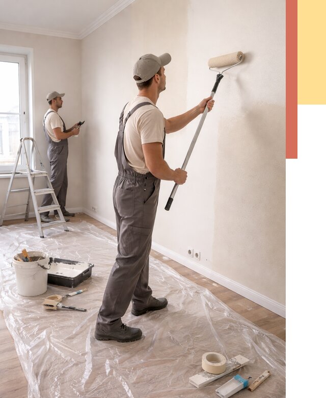 Покраска стен акриловой краской в Кстово от 3564 руб./м² — быстро и недорого | ОТДЕЛОЧНИК-Ксв