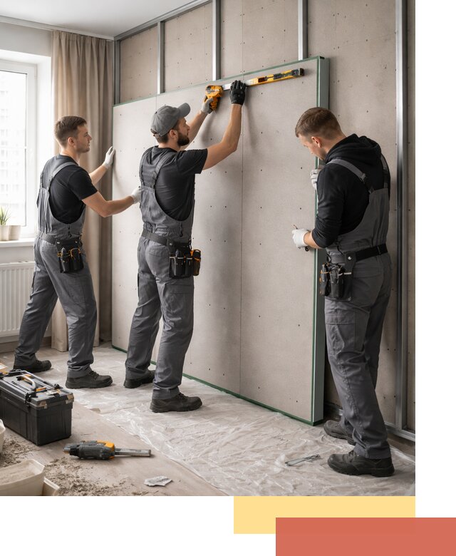 Шумоизоляция стен панелями ЗИПС в Кстово для жилых и коммерческих помещений