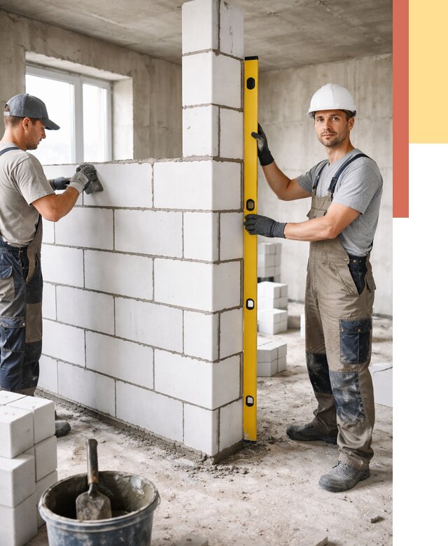 Кладка перегородок из пеноблока в Кстово от 1833 руб. под ключ | ОТДЕЛОЧНИК-Ксв