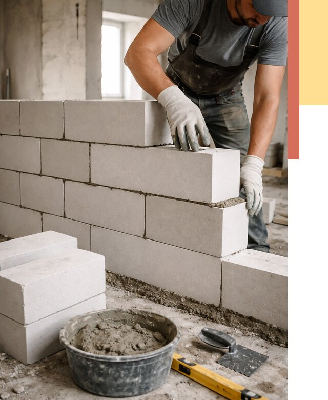 Кладка перегородок из силикатного блока в Кстово от 4074 руб. под ключ | ОТДЕЛОЧНИК-Ксв