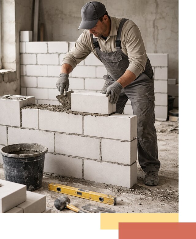 Кладка перегородок из силикатного блока в Кстово