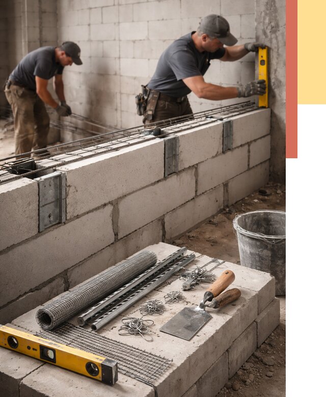 Армирование кладки перегородок в Кстово от 764 руб. под ключ | ОТДЕЛОЧНИК-Ксв