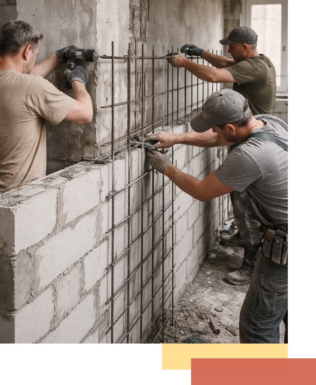 Армирование кладки перегородок в Кстово профессионально и надёжно