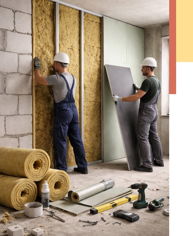 Шумоизоляция перегородок из блоков в Кстово от 1884 руб./м² — быстро и недорого | ОТДЕЛОЧНИК-Ксв