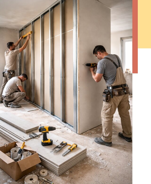 Монтаж однослойной перегородки из гипсокартона в Кстово от 662 руб. | ОТДЕЛОЧНИК-Ксв