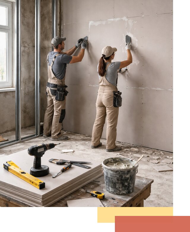 Монтаж двухслойной перегородки из гипсокартона в Кстово