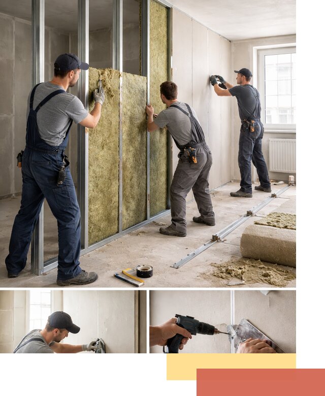 Перегородка из гипсокартона с шумоизоляцией в Кстово — монтаж под ключ