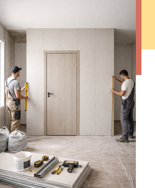 Перегородка из гипсокартона с дверью в Кстово от 4583 руб. под ключ | ОТДЕЛОЧНИК-Ксв