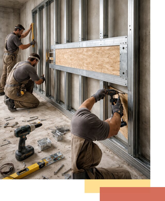 Усиленная перегородка для крепления тяжёлых конструкций в Кстово