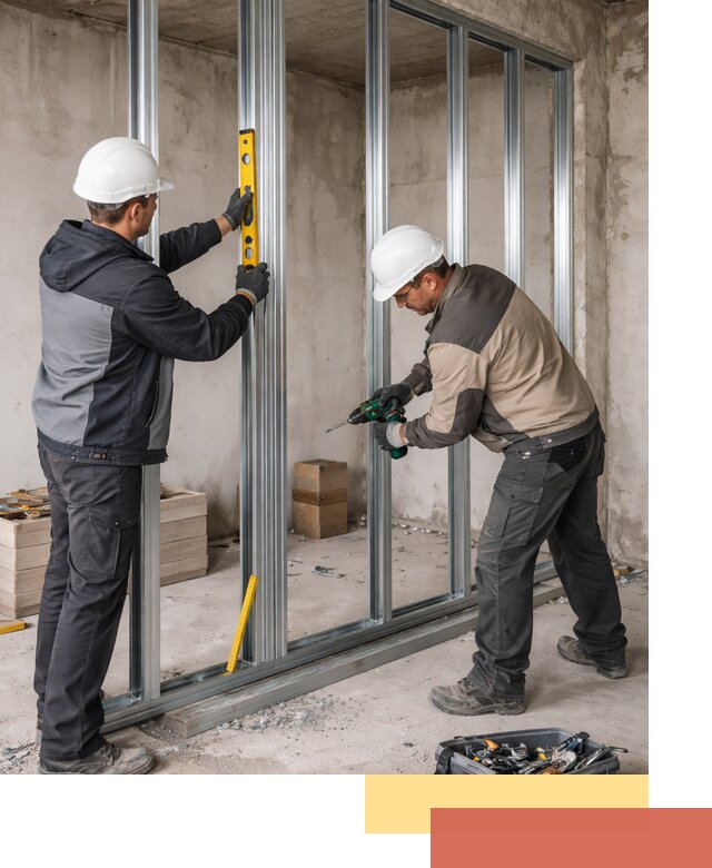 Монтаж каркаса перегородки из профиля в Кстово