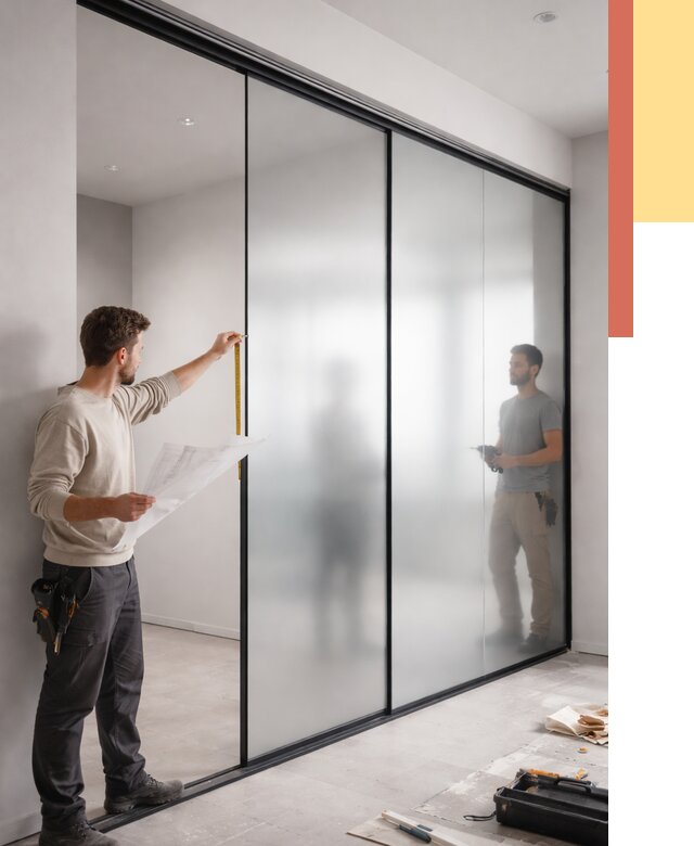 Матовые стеклянные перегородки в Кстово от 8656 руб. — монтаж и установка | ОТДЕЛОЧНИК-Ксв