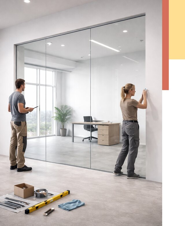 Перегородки из закаленного стекла в Кстово от 9675 руб. под ключ | ОТДЕЛОЧНИК-Ксв