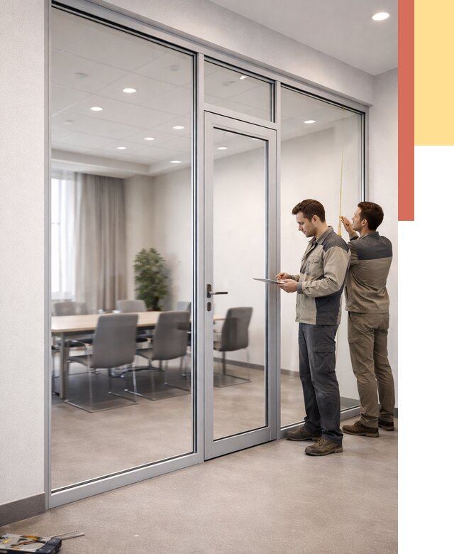 Установка и монтаж алюминиевых перегородок со стеклом в Кстово от 8351 руб. | ОТДЕЛОЧНИК-Ксв