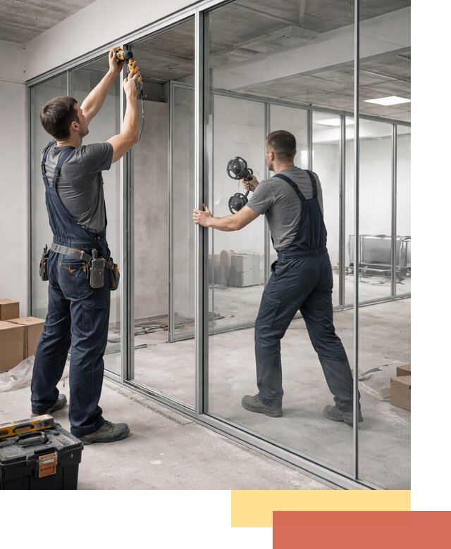 Алюминиевые перегородки со стеклом в Кстово — изготовление и монтаж