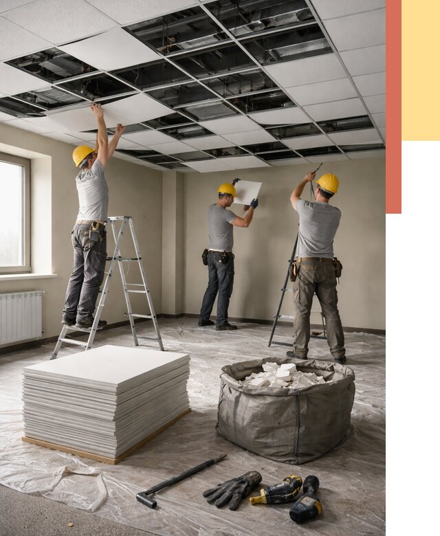 Демонтаж потолка Армстронг в Кстово от 4583 руб. быстро и недорого | ОТДЕЛОЧНИК-Ксв