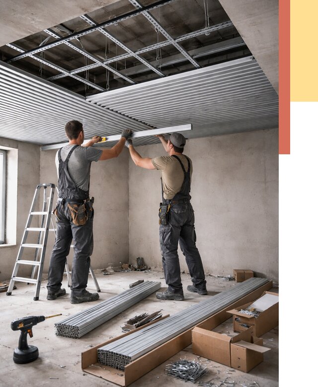 Монтаж реечного потолка в Кстово от 4583 руб. под ключ | ОТДЕЛОЧНИК-Ксв