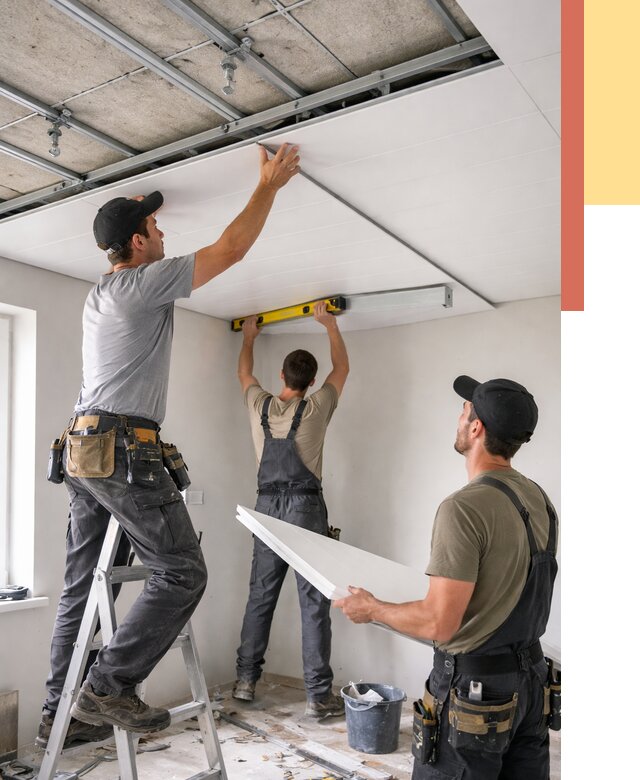 Монтаж потолка из ПВХ панелей в Кстово от 3564 руб./м2 — быстро и недорого | ОТДЕЛОЧНИК-Ксв