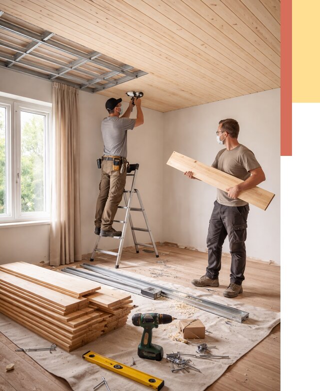 Монтаж потолка из вагонки в Кстово от 6620 руб. | Быстро и недорого — ОТДЕЛОЧНИК-Ксв