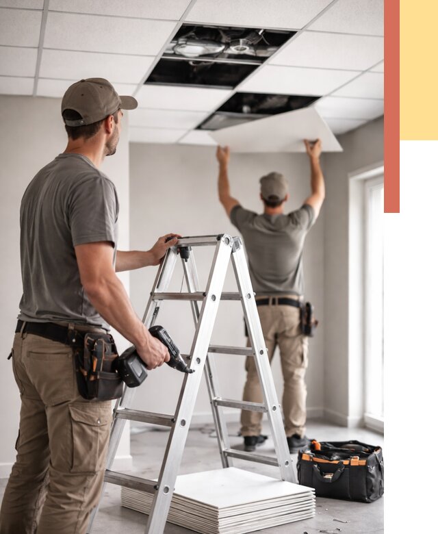 Обслуживание подвесного потолка в Кстово от 3564 руб. — быстро и недорого | ОТДЕЛОЧНИК-Ксв