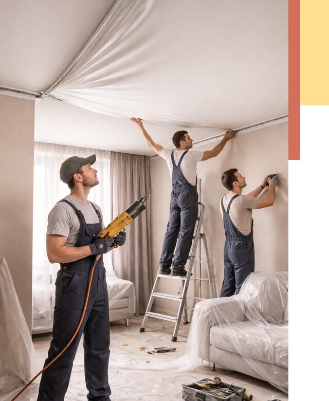 Установка натяжного потолка в Кстово от 4583 руб. | Быстро и недорого — ОТДЕЛОЧНИК-Ксв