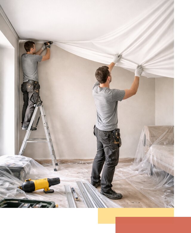 Монтаж тканевого натяжного потолка в Кстово недорого и быстро