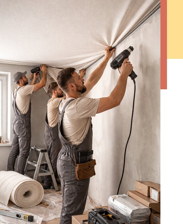 Монтаж фактурного натяжного потолка в Кстово от 764 руб. — ОТДЕЛОЧНИК-Ксв