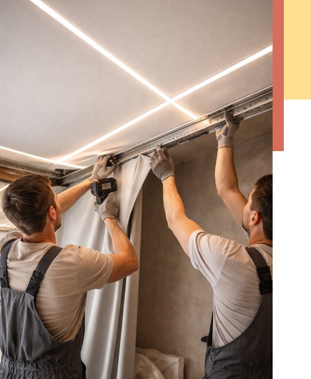 Монтаж натяжного потолка со световыми линиями в Кстово от 1222 руб. | ОТДЕЛОЧНИК-Ксв