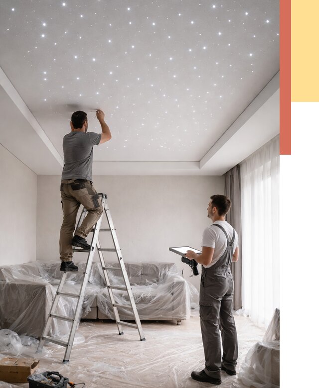 Монтаж натяжного потолка «звездное небо» в Кстово от 6620 руб. | ОТДЕЛОЧНИК-Ксв