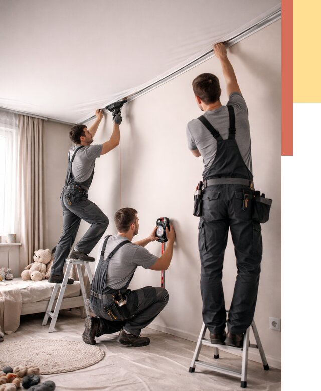 Монтаж натяжного потолка в детской в Кстово от 3564 руб. — быстро и недорого | ОТДЕЛОЧНИК-Ксв