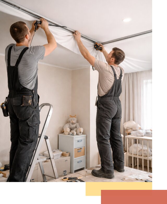 Монтаж натяжного потолка в детской комнате в Кстово