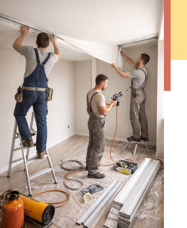 Монтаж натяжного потолка в студии в Кстово от 5601 руб. — быстро и недорого | ОТДЕЛОЧНИК-Ксв