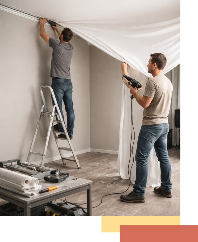 Монтаж натяжного потолка в студии в Кстово