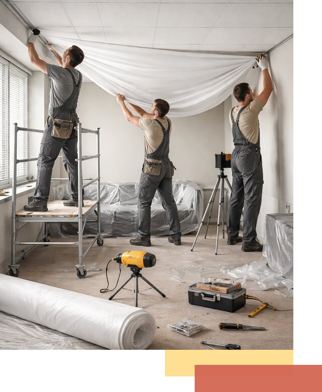 Монтаж натяжного потолка в офисе в Кстово