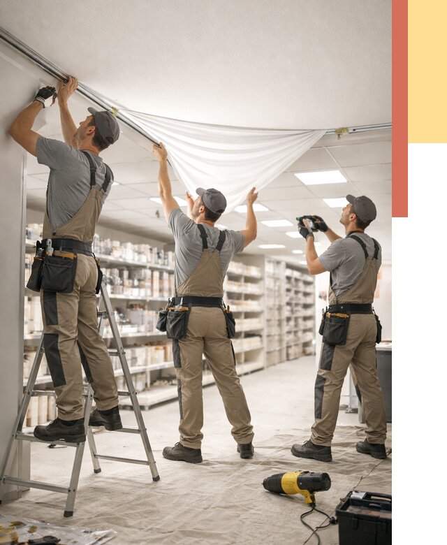 Монтаж натяжного потолка в магазине в Кстово от 4583 руб. быстро и недорого | ОТДЕЛОЧНИК-Ксв