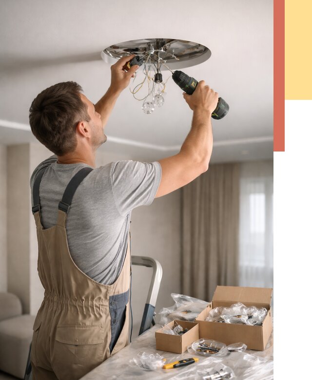 Установка люстры в натяжной потолок в Кстово от 1222 руб. | Быстро и недорого — ОТДЕЛОЧНИК-Ксв