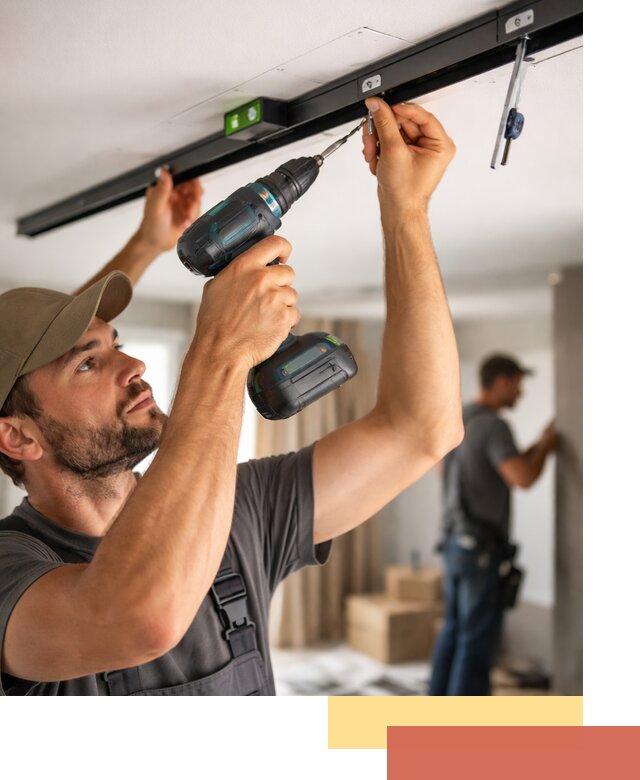 Установка трековых светильников в натяжной потолок в Кстово