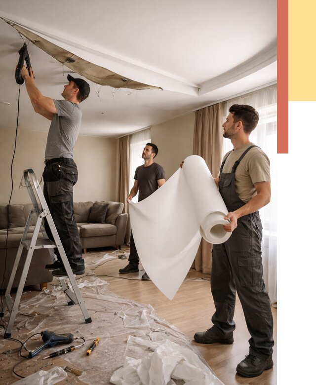 Замена полотна натяжного потолка в Кстово от 9675 руб. быстро и недорого | ОТДЕЛОЧНИК-Ксв