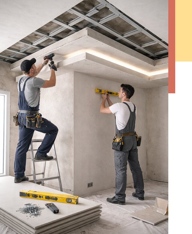 Двухуровневый потолок из гипсокартона в Кстово от 1477 руб. под ключ | ОТДЕЛОЧНИК-Ксв