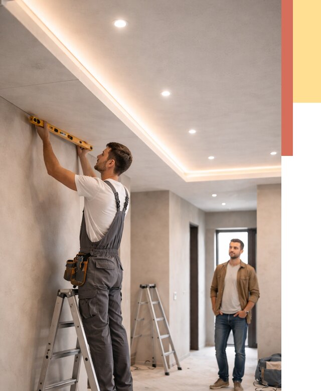 Потолок из гипсокартона с подсветкой в Кстово от 764 руб./м2 под ключ | ОТДЕЛОЧНИК-Ксв