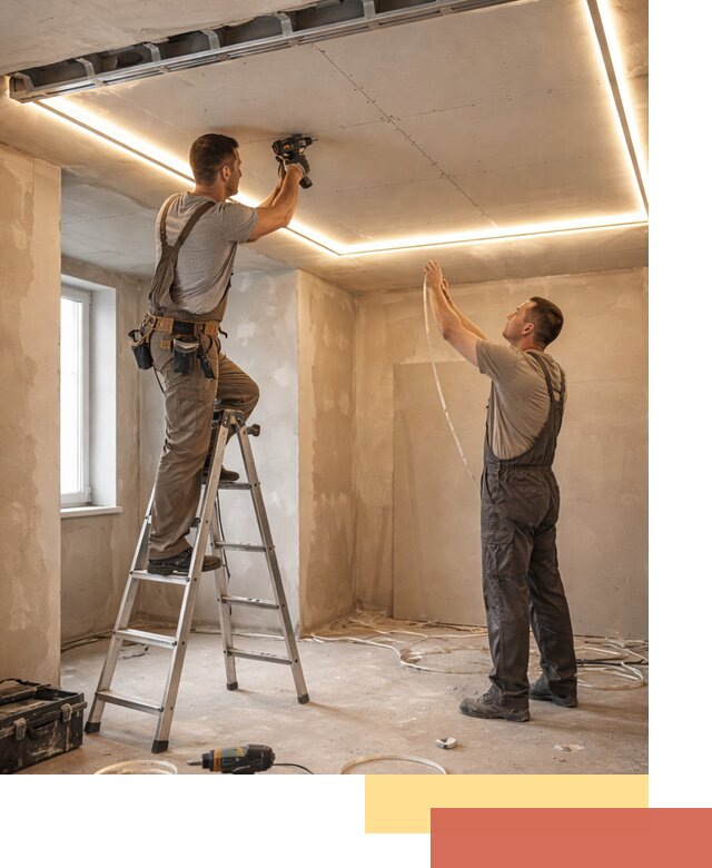 Потолок из гипсокартона с подсветкой в Кстово