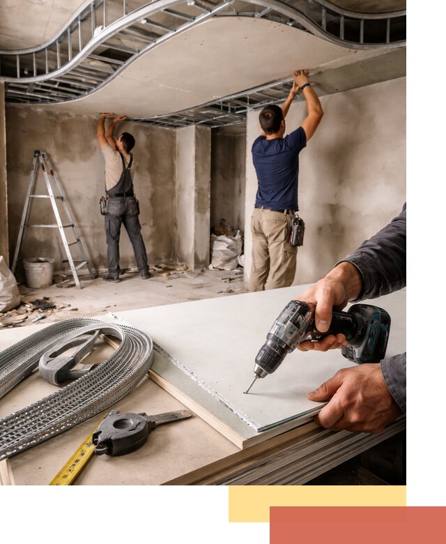 Криволинейный потолок из гипсокартона в Кстово — монтаж и отделка